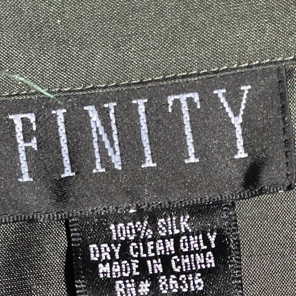 Tie Up Ladies FINITY Black 100 % Silk Collared Top Blouse Sz 10 - Picture 4 of 4